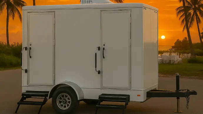 luxury restroom trailer at wedding in florida